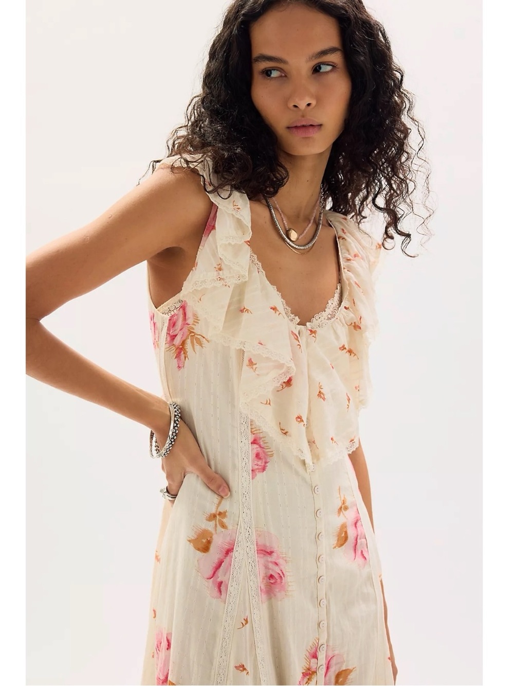 Free People Ethereal Cottage Lace Floral Honeysuckle Dreams Maxi Dress Large NWT - Picture 16 of 17
